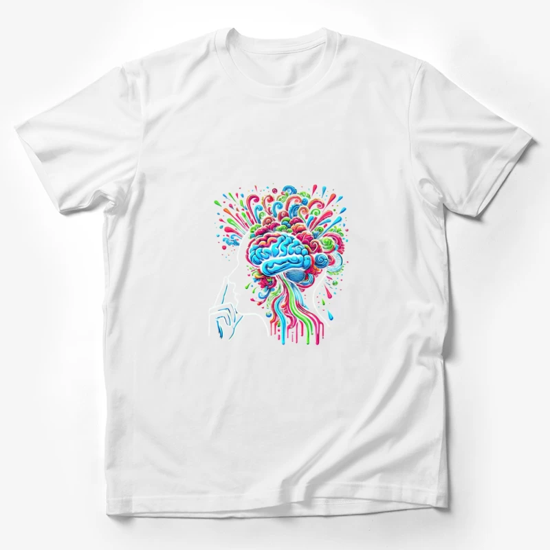 Psychedelic Brain Explosion in Vibrant Colors Male T-Shirt