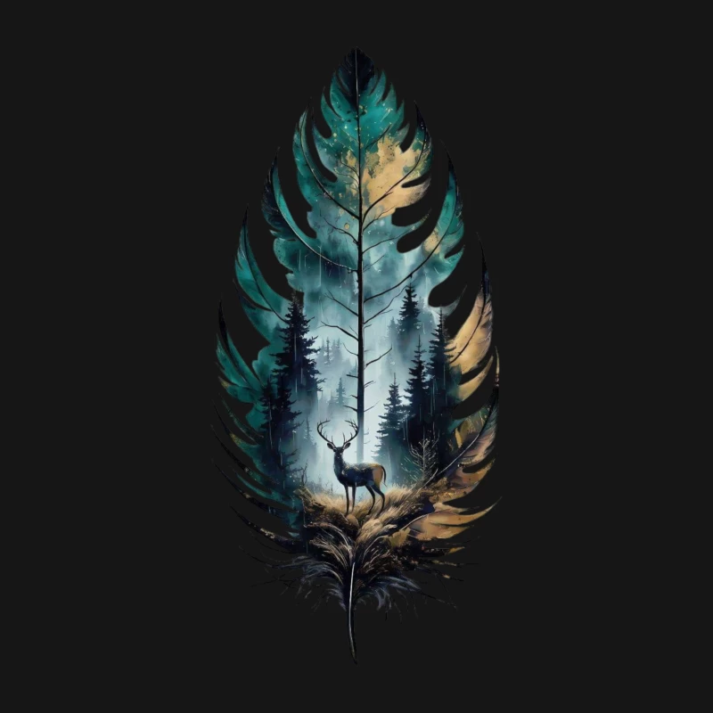 Nature-Inspired Art with Deer and Forest Male Long Sleeve T-Shirt