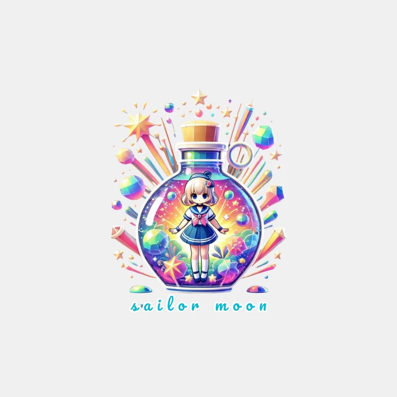 Magical Chibi Sailor in Rainbow Crystal Bottle Male Tank Top