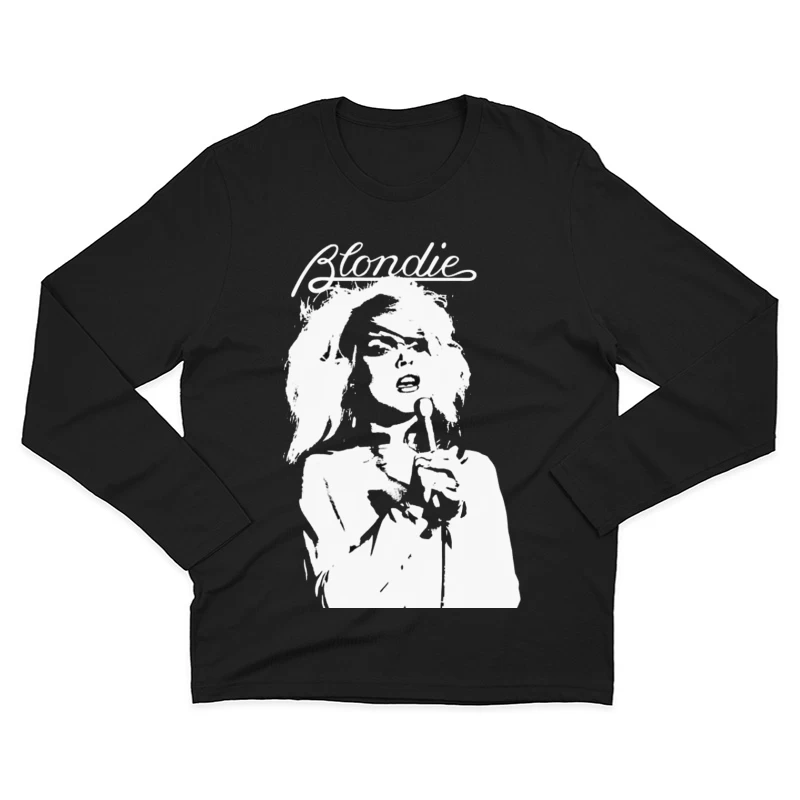 Artistic Line Drawing of Blondie Band Logo and Singer Male Long Sleeve T-Shirt