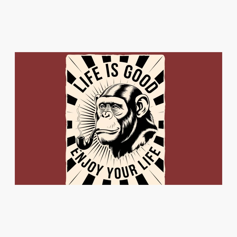 Retro Chimpanzee Enjoying Life: A Motivational Black and White Illustration Travel Mug