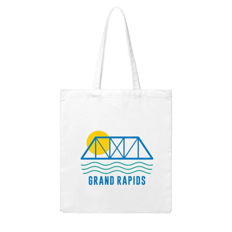 Grand Rapids City Logo with Bridge and Water Design Cotton Tote Bag