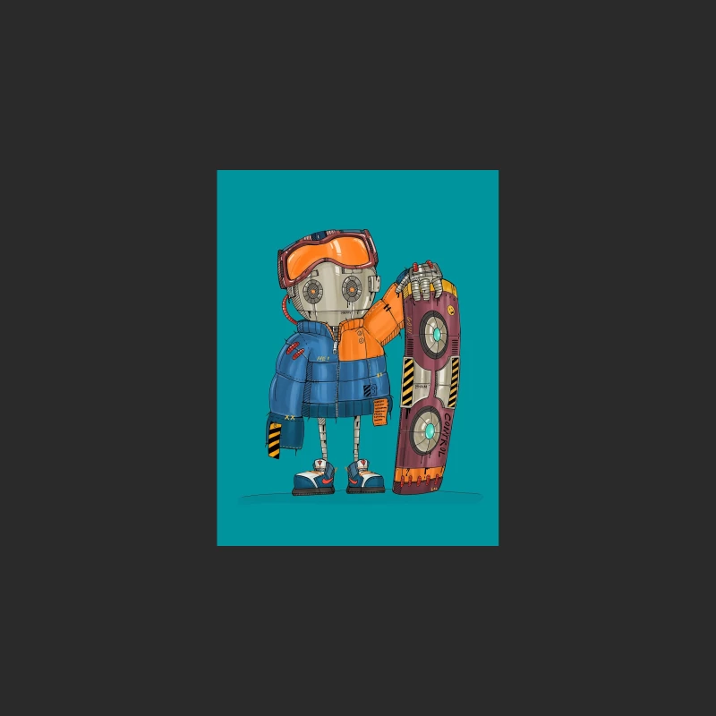 Cute Robot Skater with Futuristic Board Baseball Cap