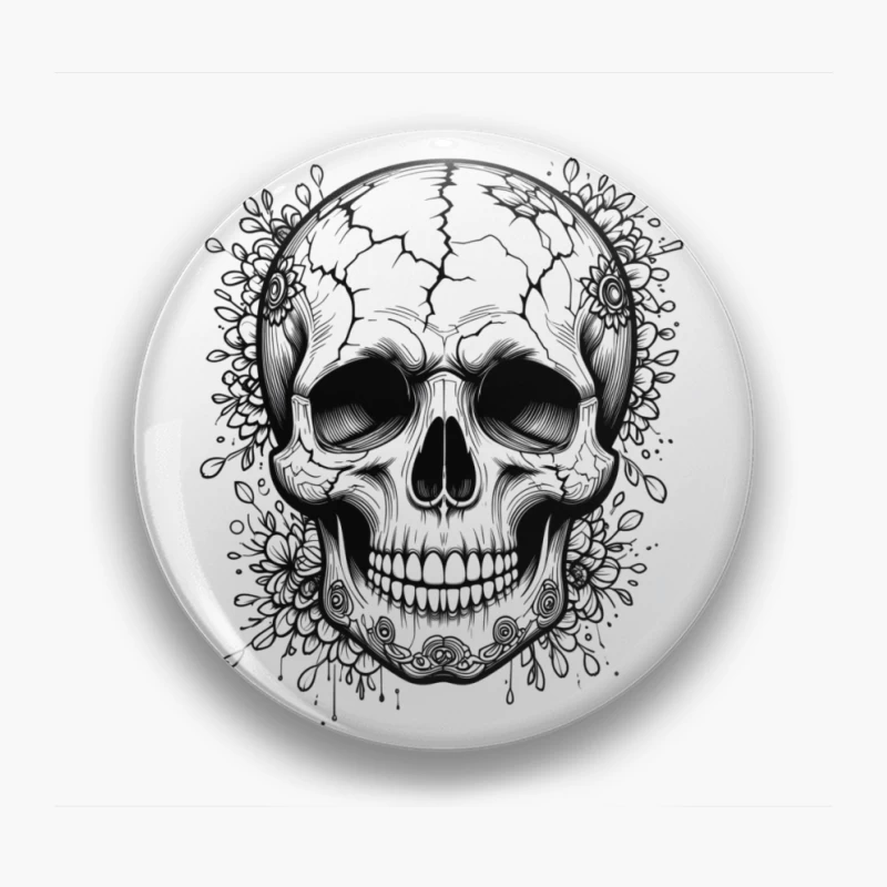 Decorative Skull Illustration Pin