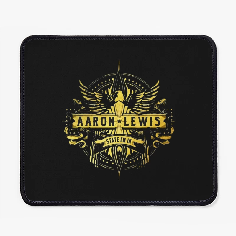 Aaron Lewis State I'm In - Golden Wings Logo Design Mouse Pad