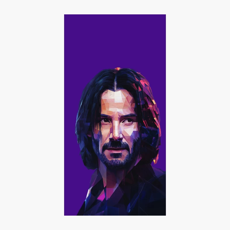Geometric Digital Portrait of Long-Haired Bearded Man in Vibrant Colors iPhone Case
