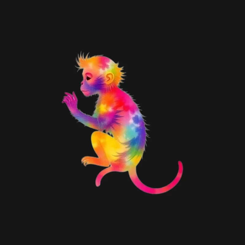 Rainbow Gradient Monkey Art Female Long Sleeve T-Shirt