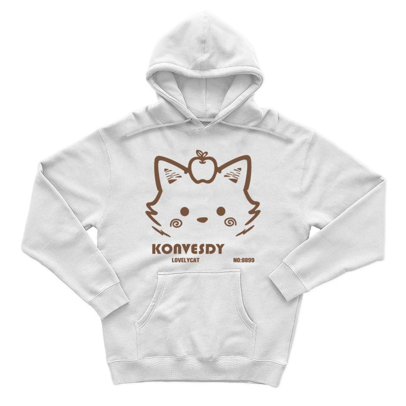 Katzenlogo mit Apfel Herren Pullover Hoodie