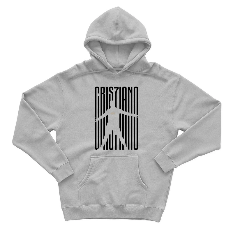 Minimalist CR7 Silhouette with Striped Background Design Male Pullover Hoodie