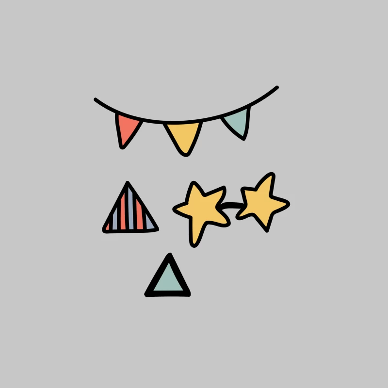 Décor de fête avec motifs étoilés et triangulaires Homme Manches Longues T-Shirt