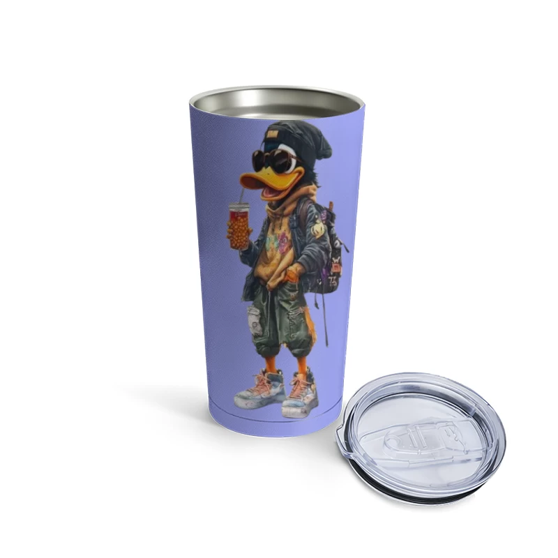 Cool Cartoon Duck with Sunglasses Travel Mug