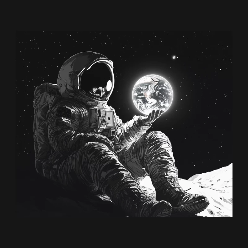Cosmic Explorer: Astronaut Contemplates Earth from Lunar Surface Mouse Pad