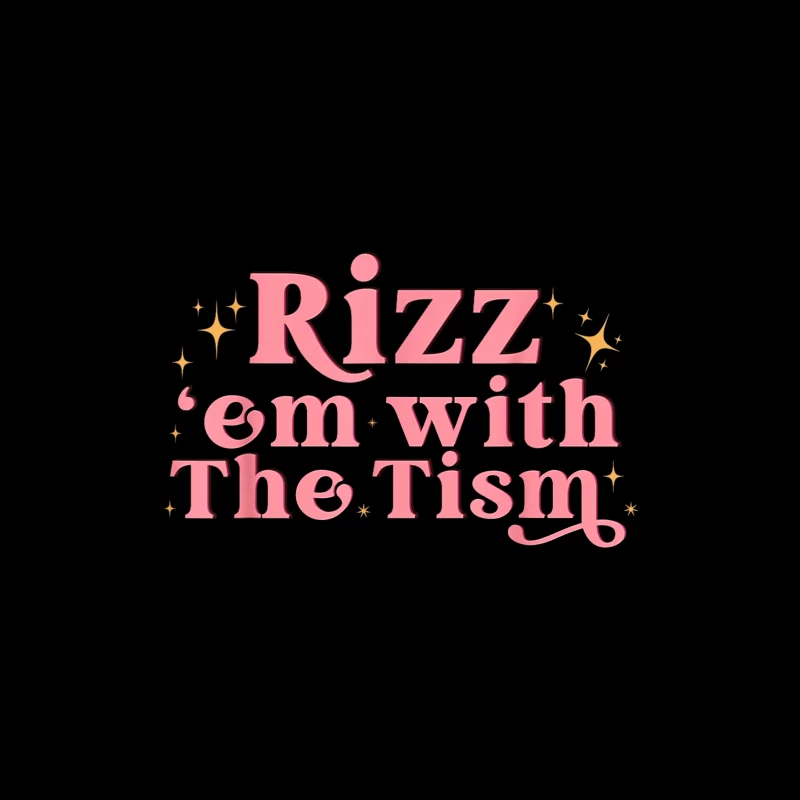 Retro Pink Typography: "Rizz em with The Tism" with Sparkles Desk Mat