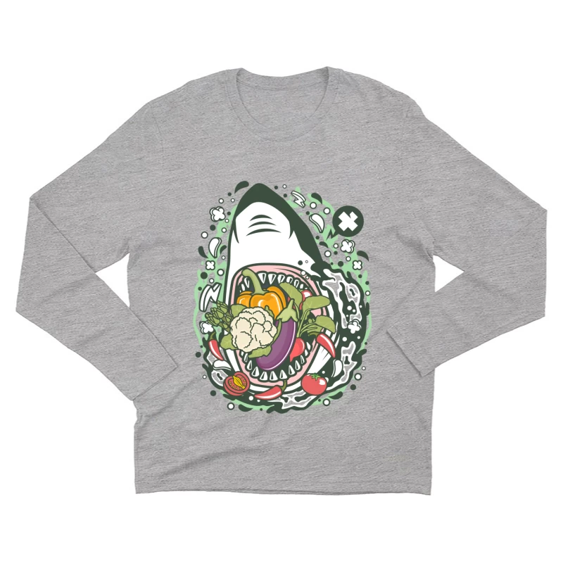 Requin végétarien gourmand Homme Manches Longues T-Shirt
