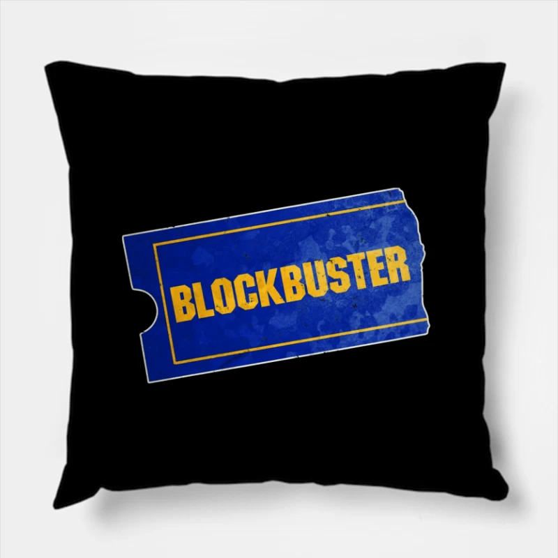 Vintage Blockbuster Video Rental Store Logo Ticket Throw Pillow