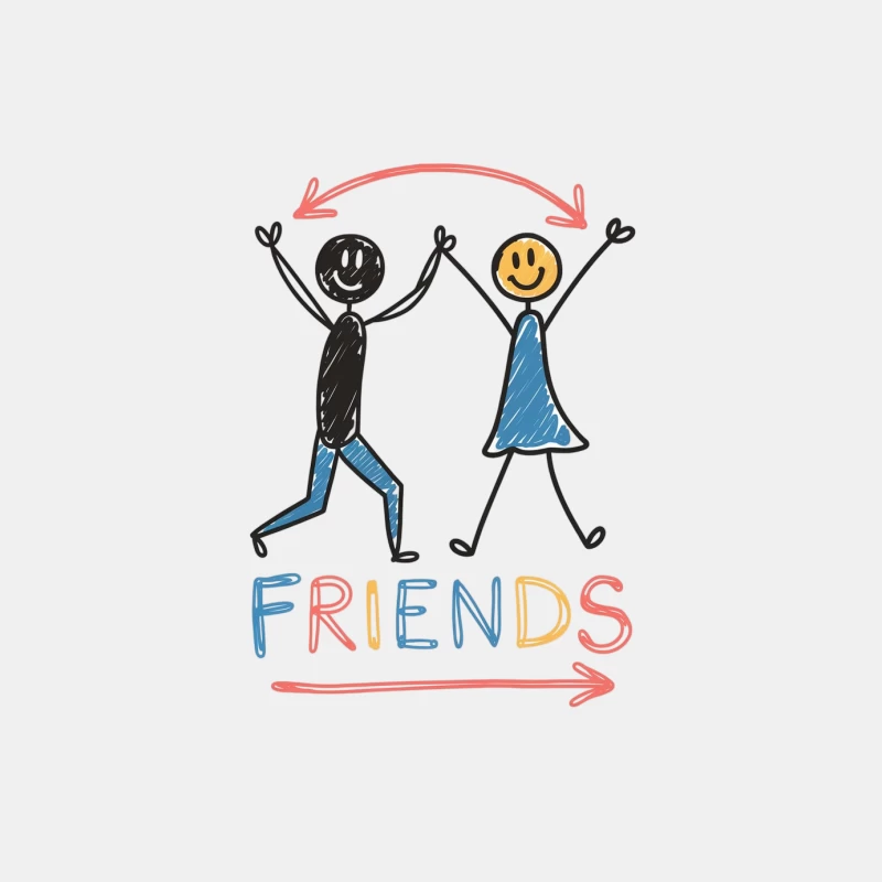 Cheerful Stick Figure Friends: A Colorful Hand-Drawn Illustration Male Tank Top