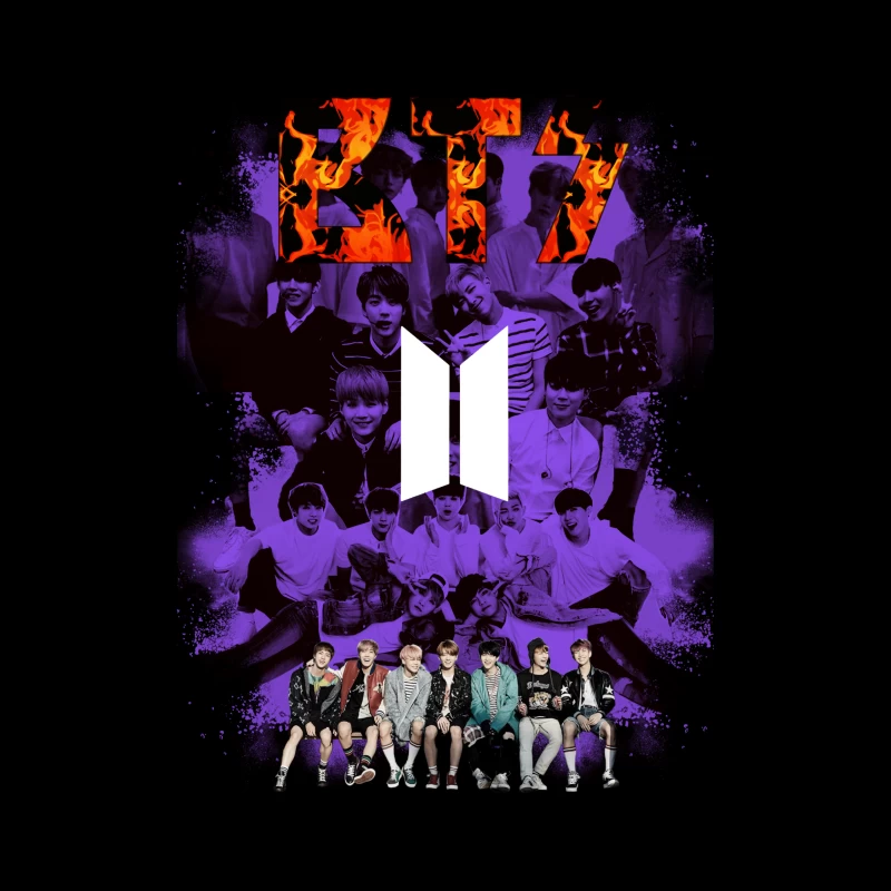 BTS K-Pop Group Art Throw Pillow
