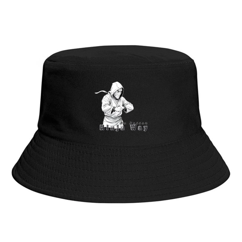 Masked Ninja Warrior in White Hood - The Ninja Way Bucket Hat