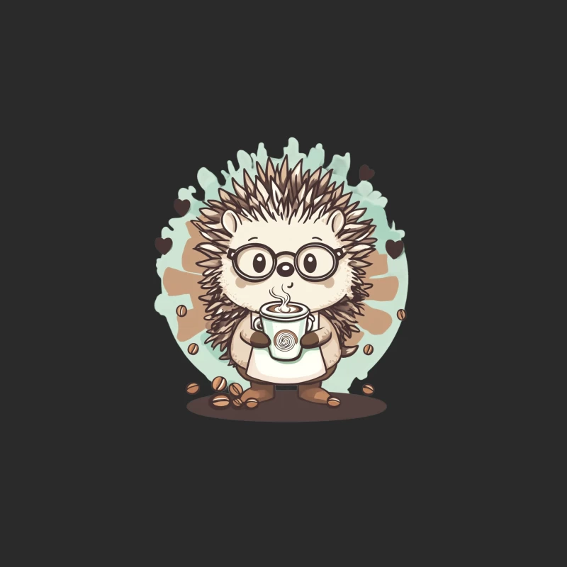 Cute Cartoon Hedgehog with Glasses Enjoying Coffee Baseball Cap
