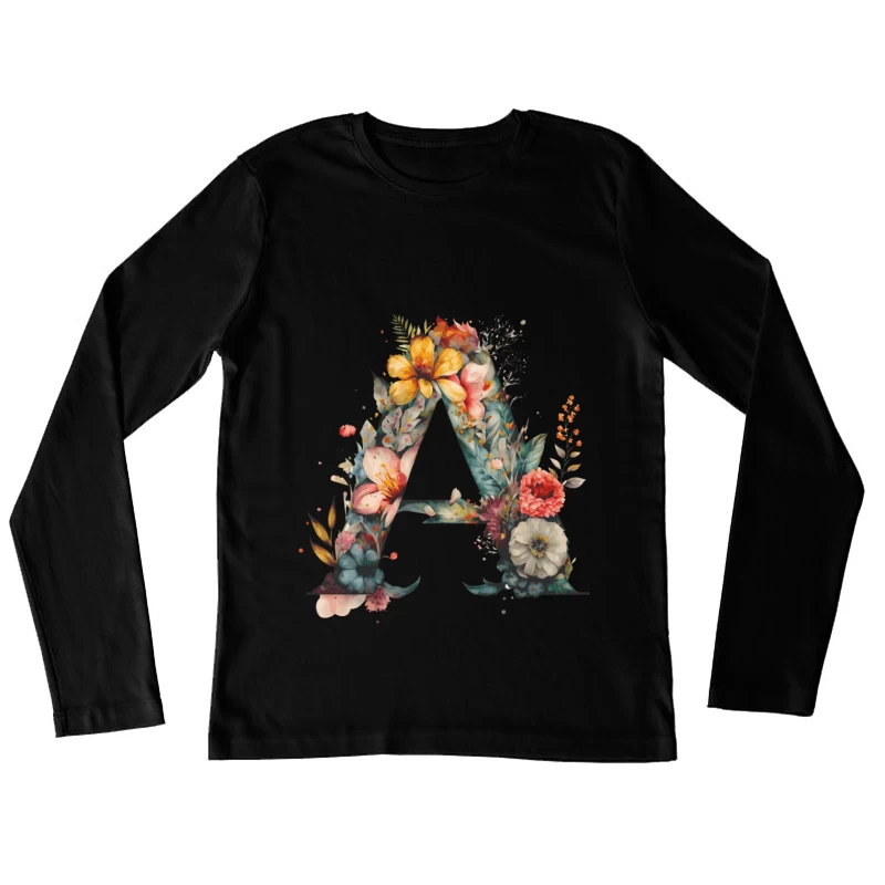 Blumen-Alphabet Kunst Damen Langarm T-Shirt