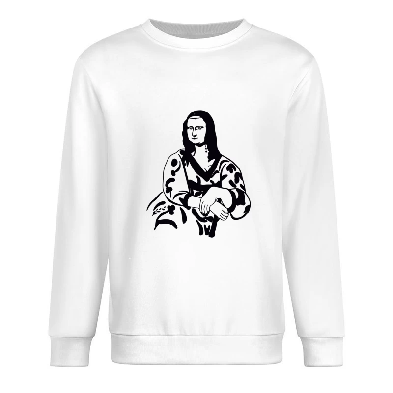 Mona Lisa Silhouette auf weißem Hintergrund Herren Pullover Sweatshirt
