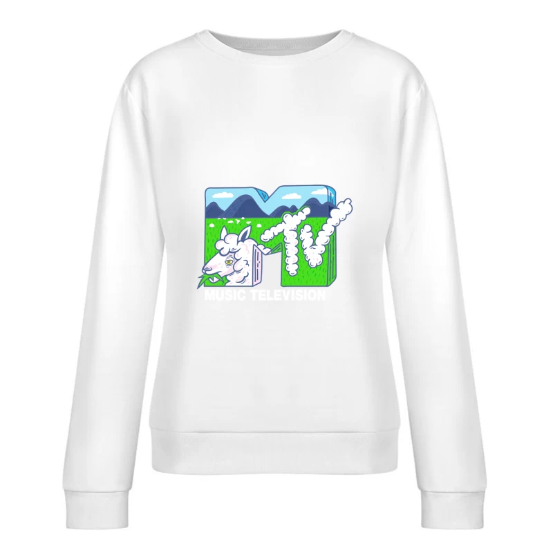 Kreatives MTV-Logo mit Landschaft Damen Pullover Sweatshirt
