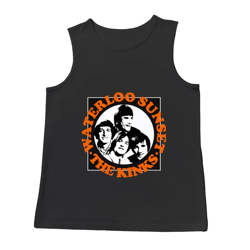 Vintage The Kinks Band Album Cover with Orange Text Male Tank Top