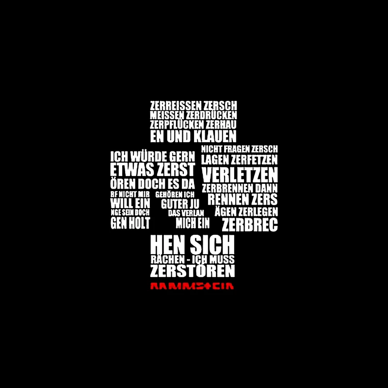 Rammstein Typography Art with German Text on White Background Travel Mug