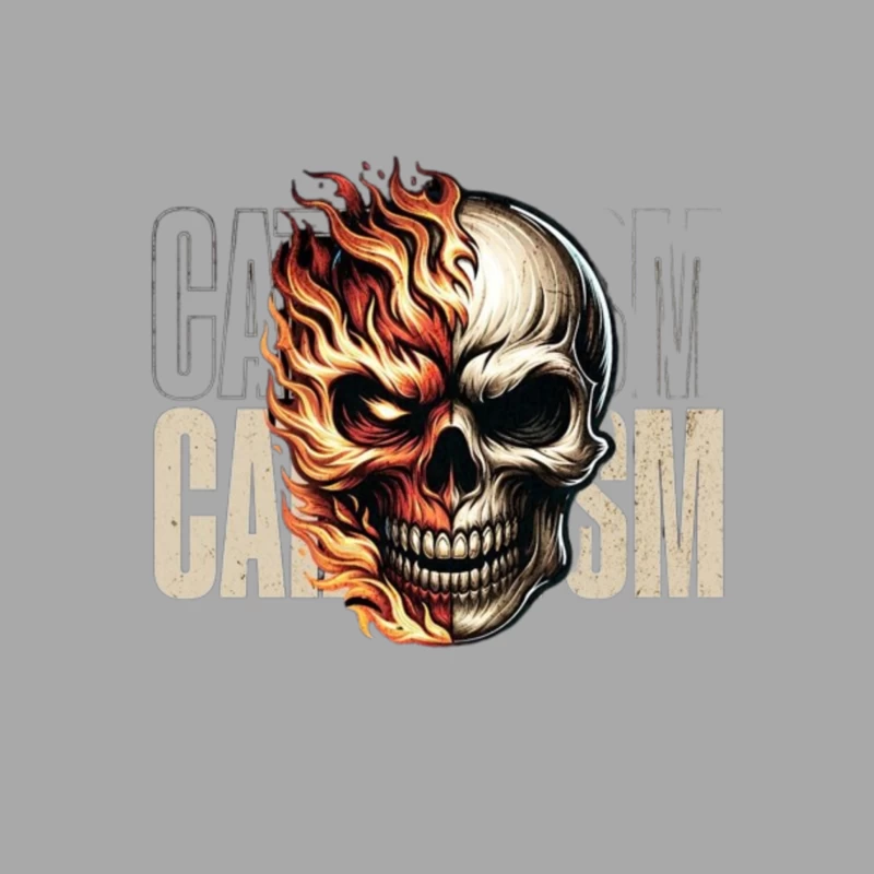 Burning Skull Gothic Flame Design Male Pullover Hoodie