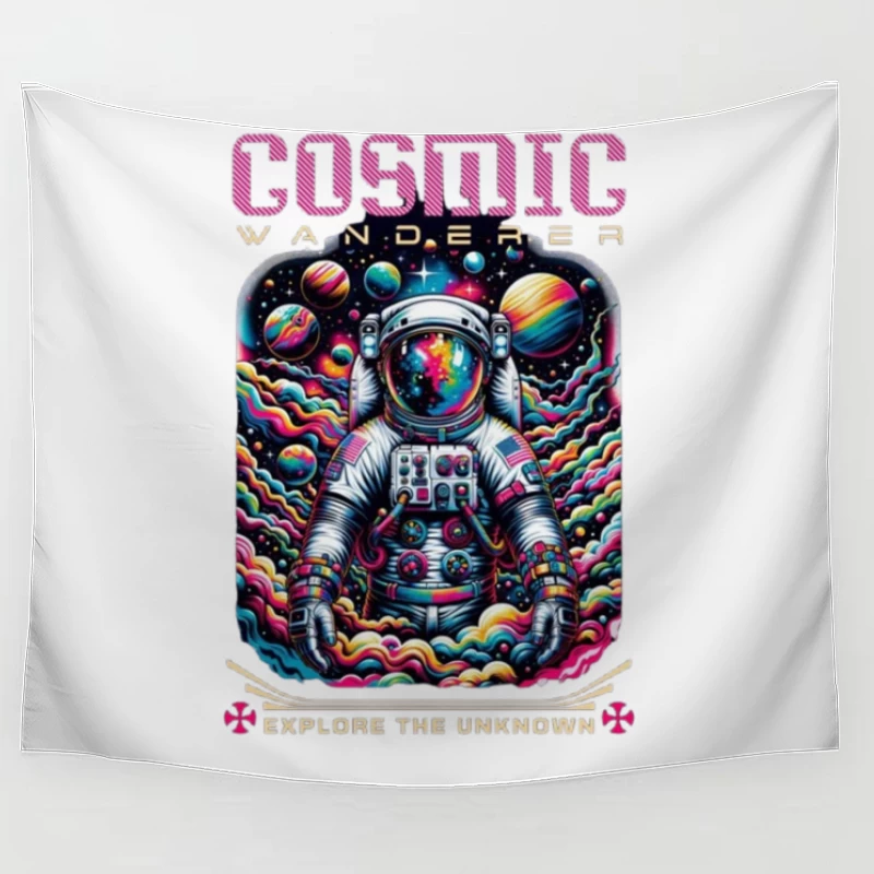 Cosmic Wanderer: Psychedelic Space Exploration Tapestry