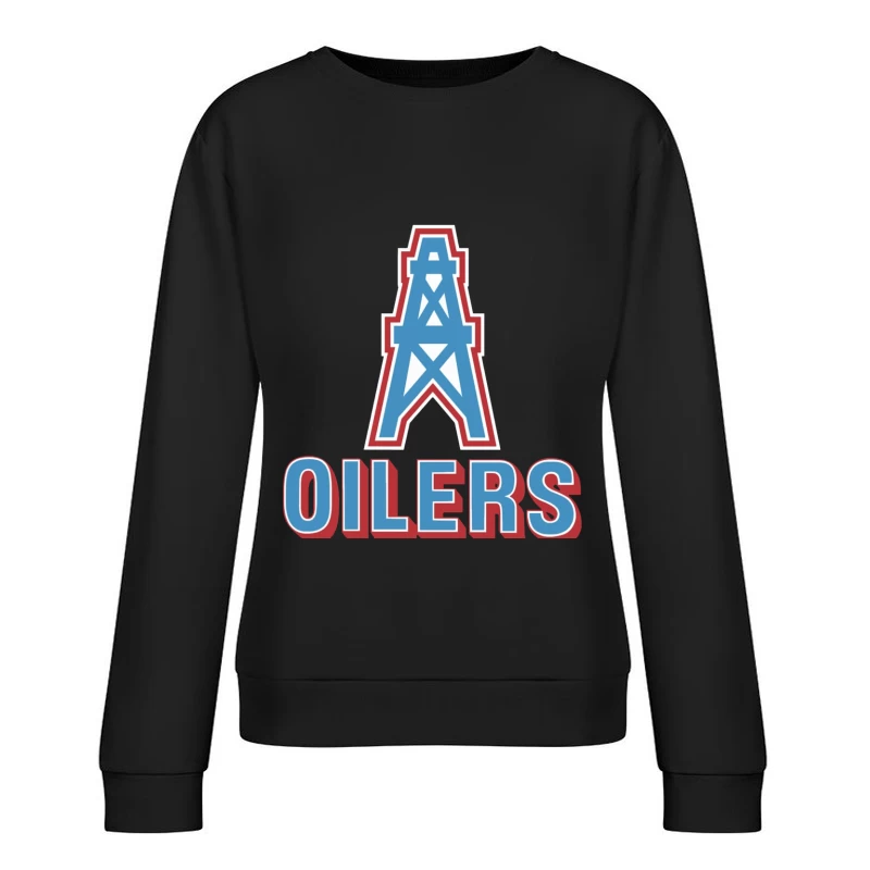 Houston Oilers Vintage NFL Team Logo with Oil Derrick Symbol Female Pullover Sweatshirt