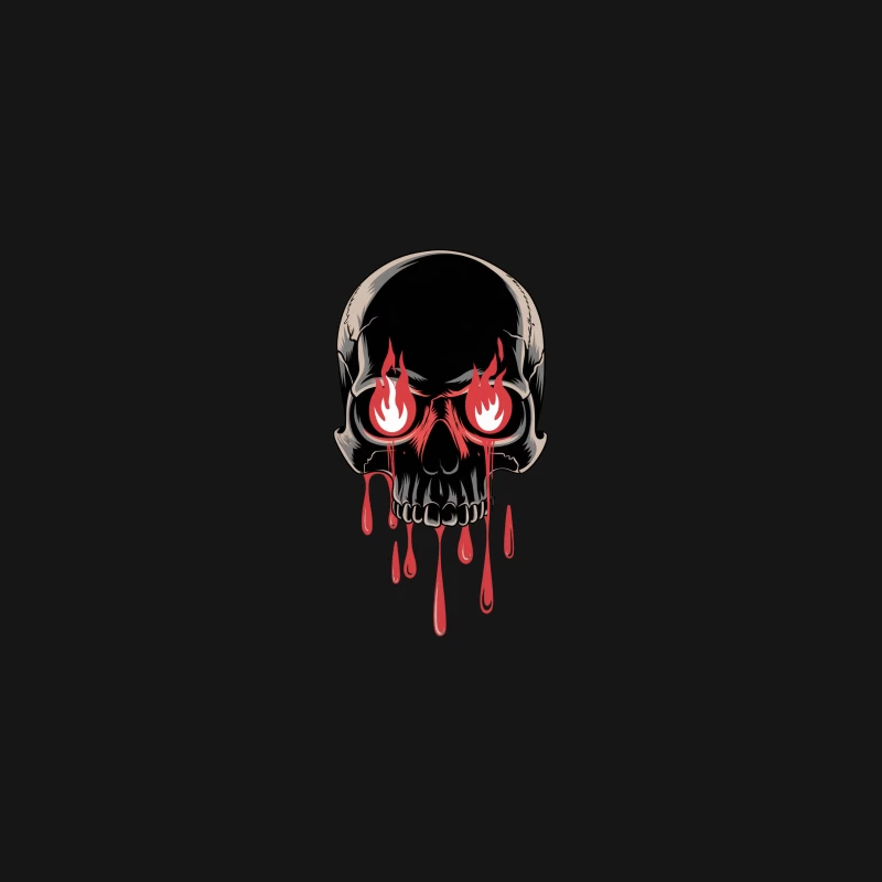 Flaming Eyes Gothic Skull with Dripping Blood Desk Mat