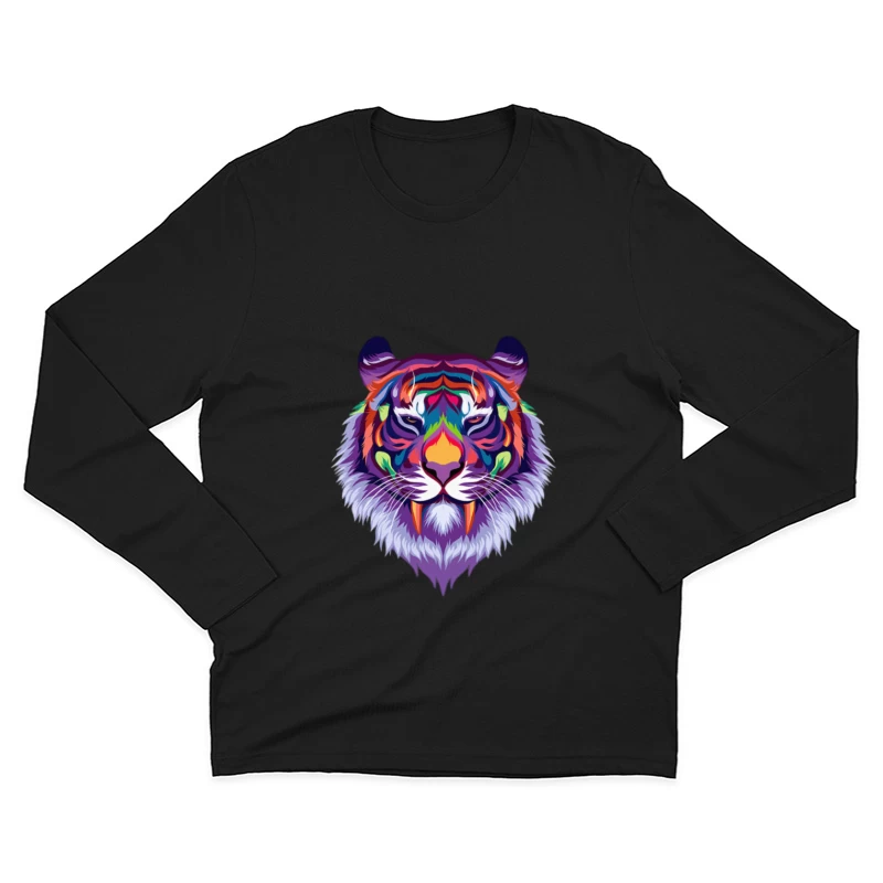 Buntes Tiger Porträt Kunst Herren Langarm T-Shirt