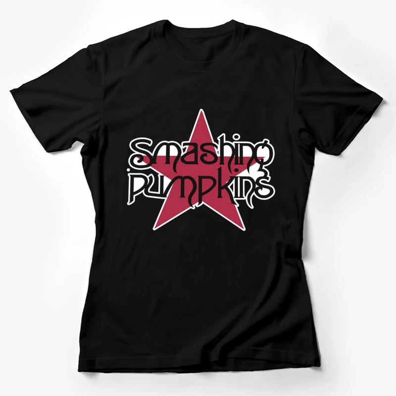 Smashing Pumpkins Alternative Rock Band Logo with Red Star Female T-Shirt
