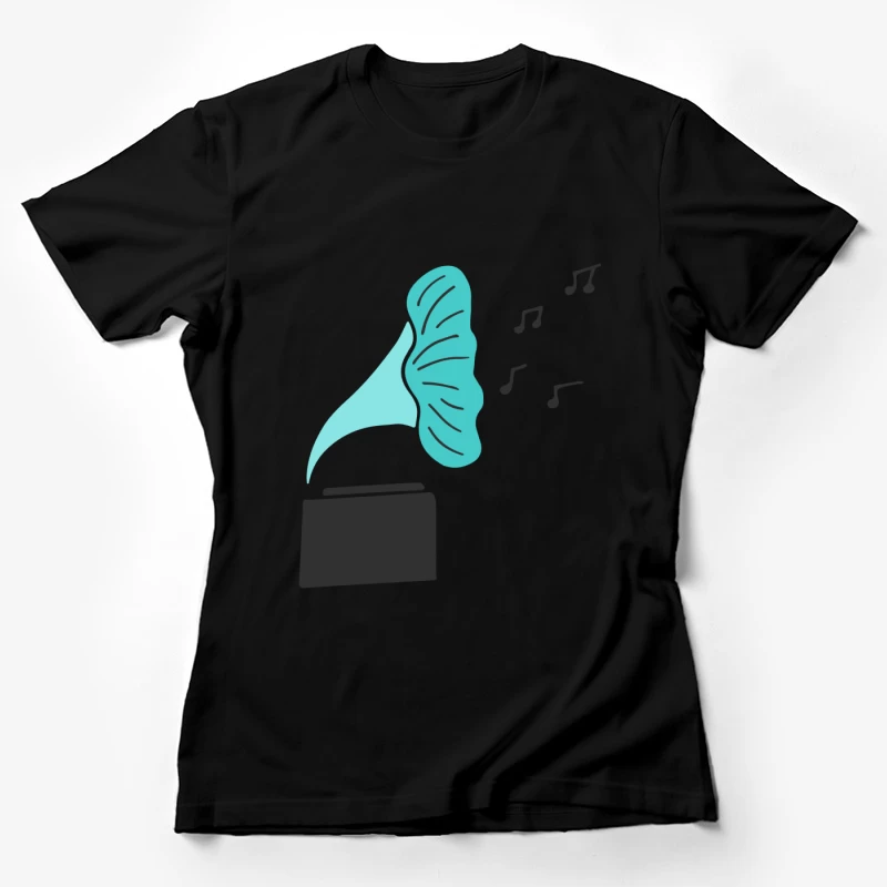 Gramophone vintage avec notes musicales Femme T-Shirt