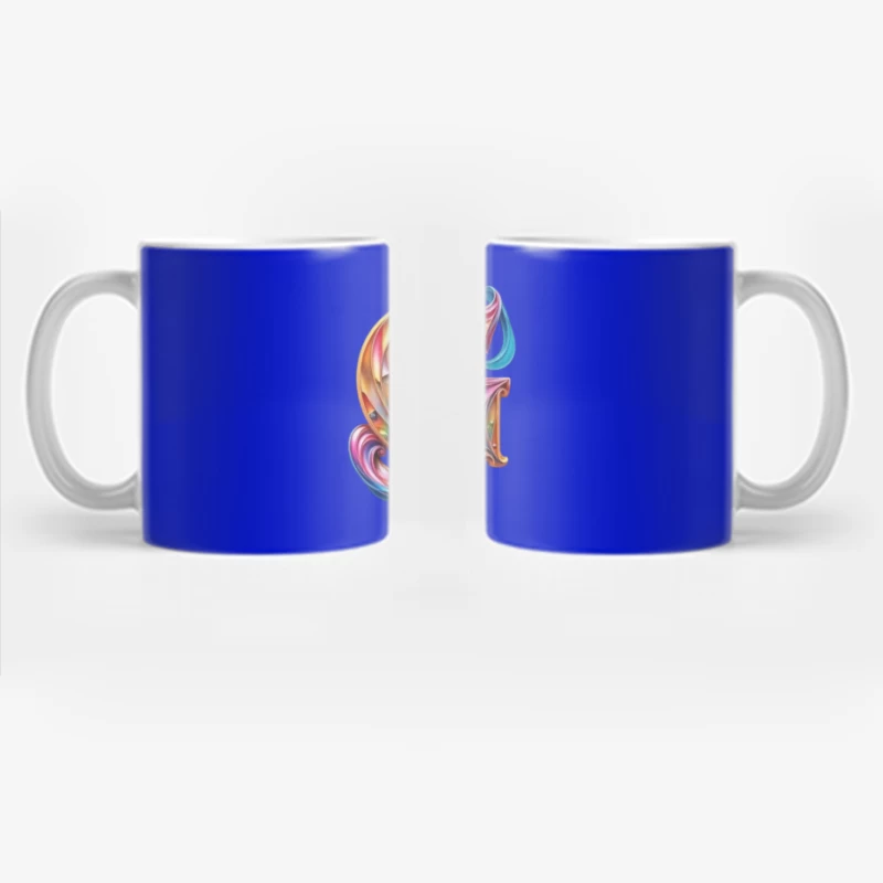 Colorful 3D Typography: Decorative Letter G with Swirling Gradient Pattern Coffee Mug