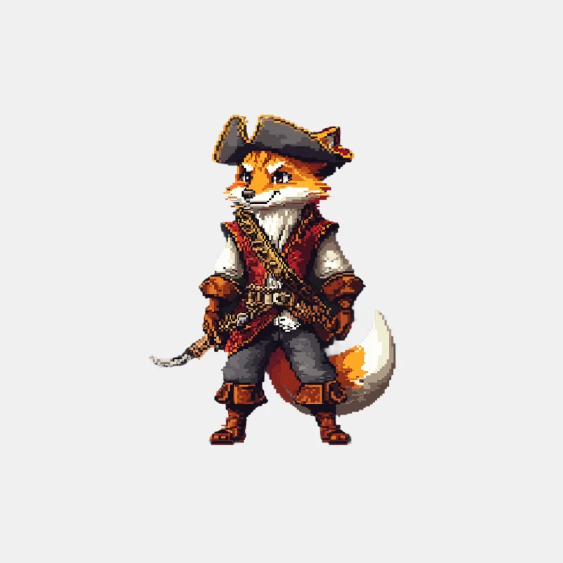 Pixelated Pirate Fox: Anthropomorphic Adventure Game Character Male Tank Top