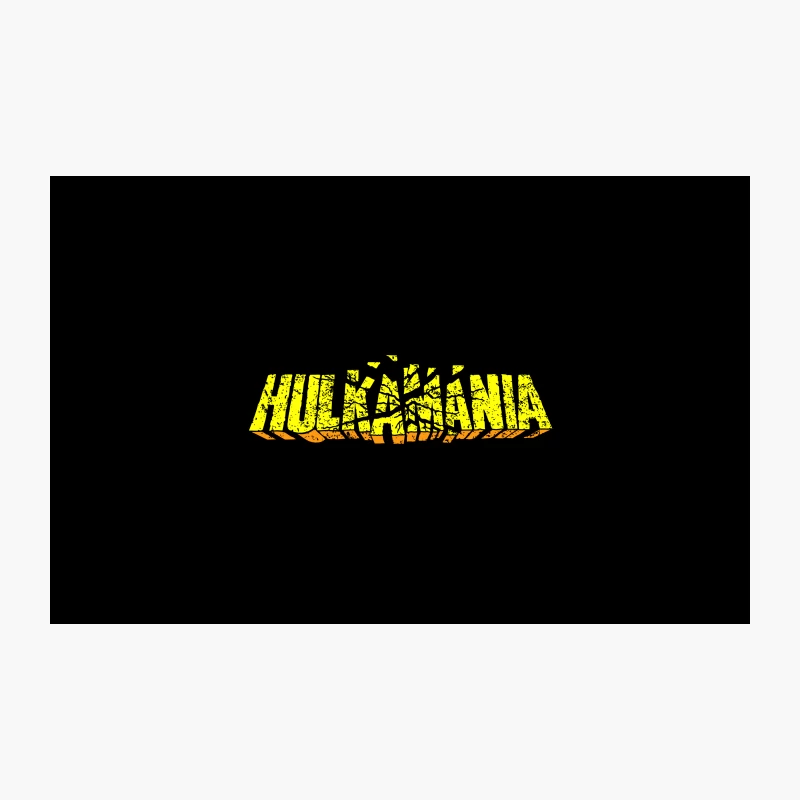 Retro Hulkamania Wrestling Logo with Cracked Yellow Text Travel Mug
