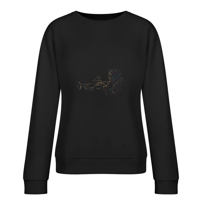 Colorful Jazz Musician Playing Trumpet Female Pullover Sweatshirt