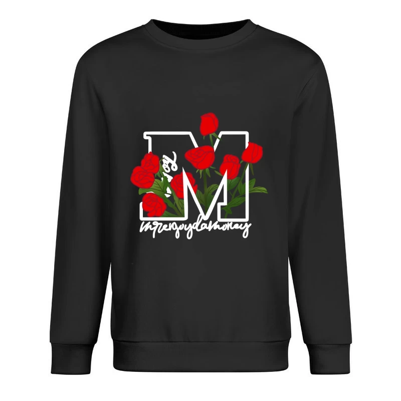 Rote Rosen auf Buchstaben-M Design Herren Pullover Sweatshirt