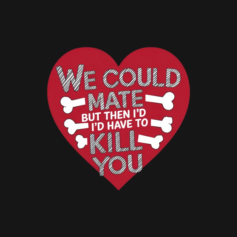 Sarcastic Valentine's Heart with Dark Humor Bone Illustration Female Long Sleeve T-Shirt