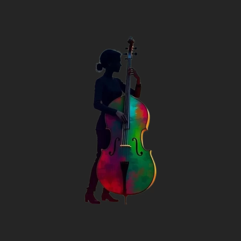 Colorful Silhouette of a Woman with a Cello Male Pullover Sweatshirt