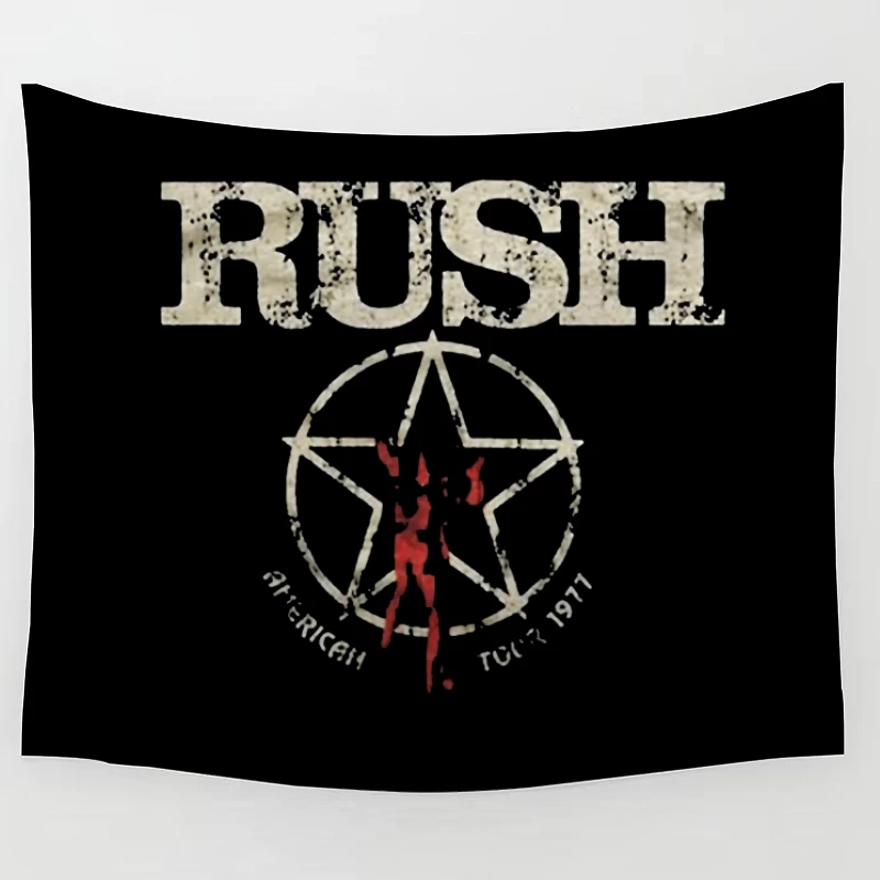 Rush Band Vintage Logo with Pentagram Star Design Tapestry