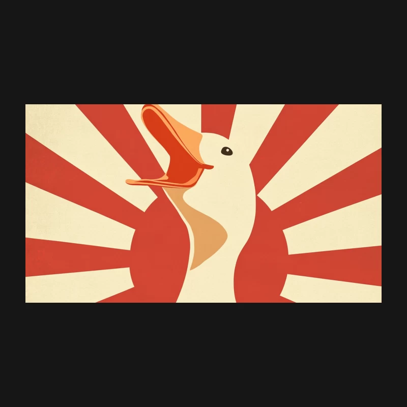 Minimalist Vintage Pelican with Red Sunburst Background Desk Mat