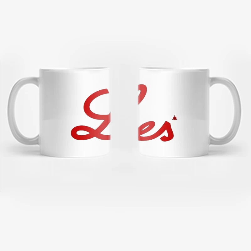 Red Cursive "Lies" Typography Logo Coffee Mug