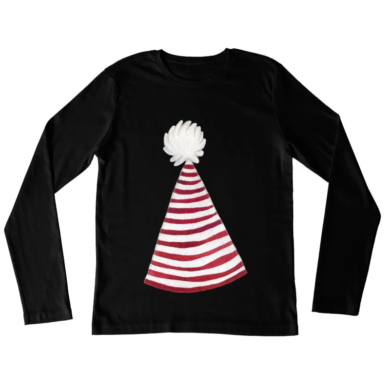 Chapeau rayé rouge et blanc Femme Manches Longues T-Shirt