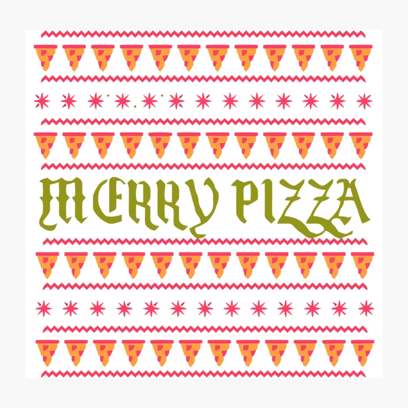 Festive Merry Pizza Christmas Pattern Throw Pillow