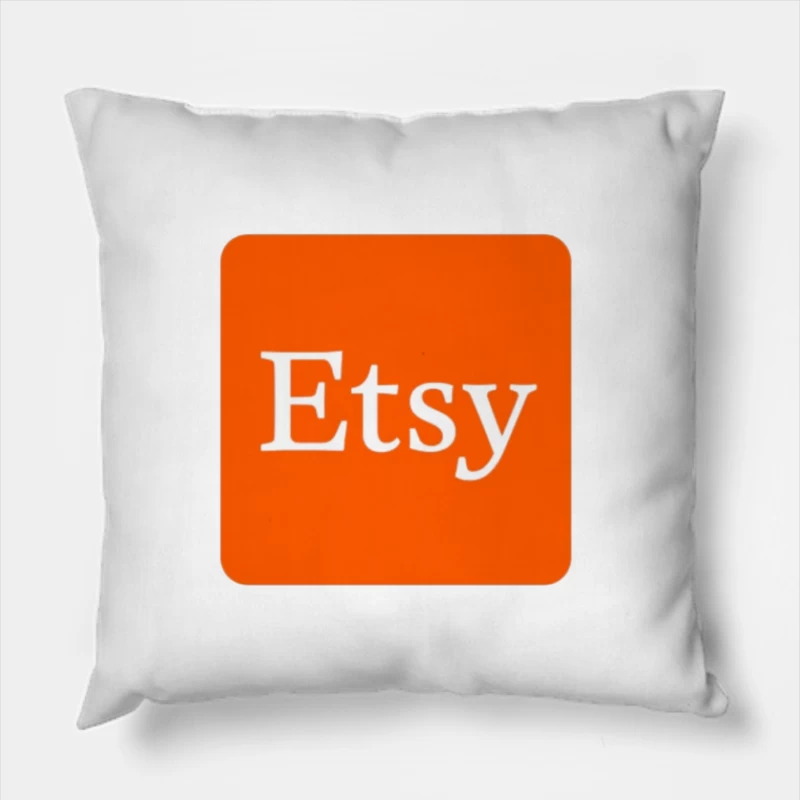 Etsy Official Logo - Orange Square E-commerce Marketplace Icon Throw Pillow