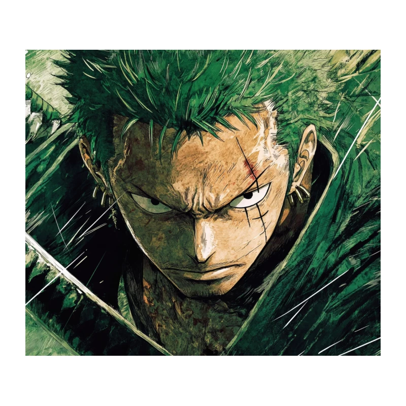 Fierce Green-Haired Swordsman from One Piece Tapestry