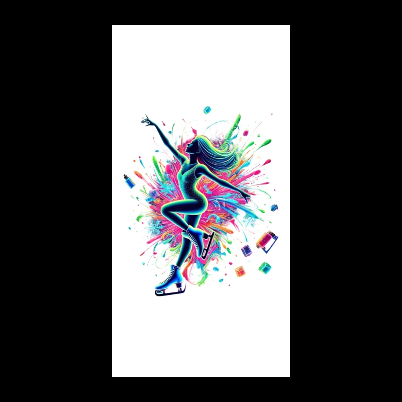 Vibrant Figure Skater in Neon Splash Motion iPhone Case